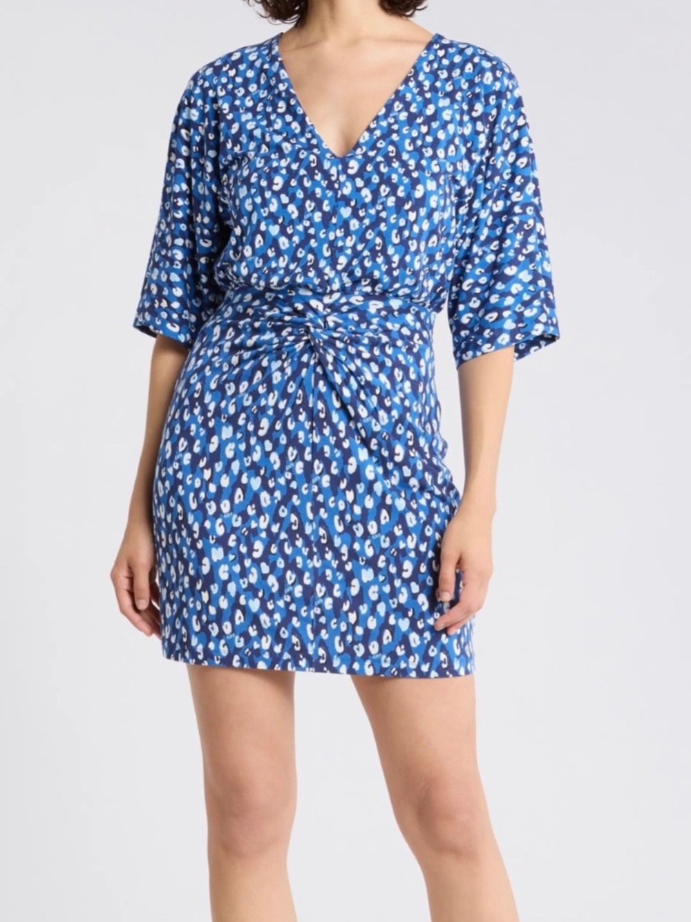 Lillyβ Pulitzer Womens Adalyn Leopard Print Twist Front Mini Dress Size 14 Blue